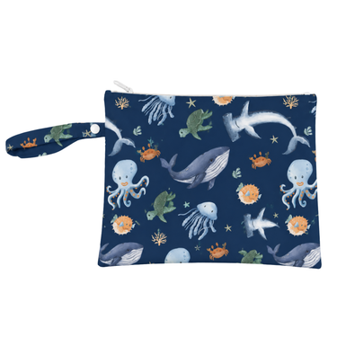 Ocean Friends/Mustard Stripe Wet Bag Duo