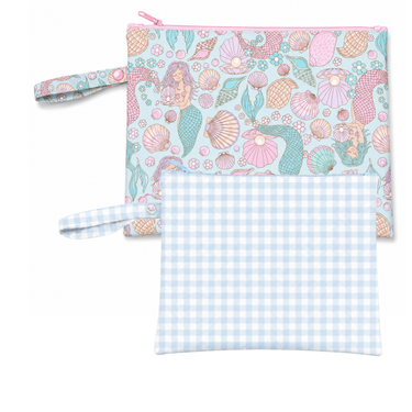 Mermaid Aqua/Blue Gingham Wet Bag Duo