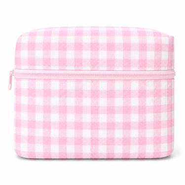 Pink Gingham Mesh Wash Bag-Kinnder