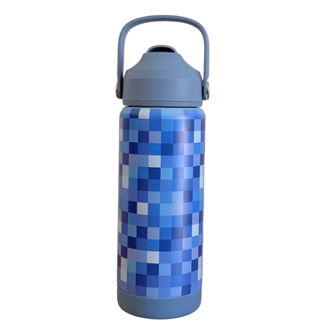 Blue Pixel Stainless Steel Drink Bottle-Drink Bottle-Kinnder