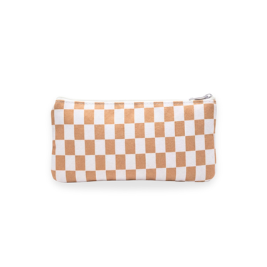 Caramel Check Mini Pencil Case-Kinnder