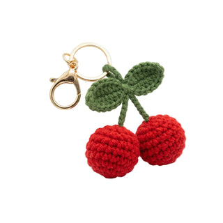 Cherry Crochet Bag Charm Keyring-Kinnder