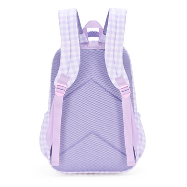 Lilac Gingham Campus School Backpack-Campus Backpack-Kinnder