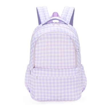 Lilac Gingham Campus School Backpack 2.0-Campus Backpack-Kinnder