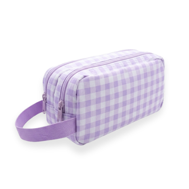 Lilac Gingham Junior Pencil Case-Kinnder