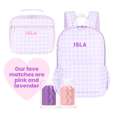 Lilac Gingham Library Bag-Library Bag-Kinnder