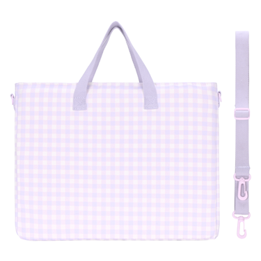 Lilac Gingham Library Bag-Library Bag-Kinnder