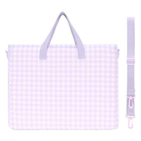 Lilac Gingham Library Bag-Library Bag-Kinnder