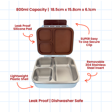 The Bento Stainless Steel Lunch Box Blueberry & Periwinkle-Bento Box-Kinnder