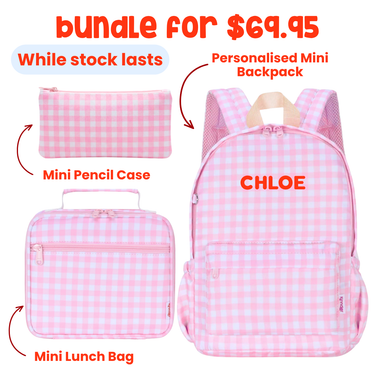 Pink Gingham Mini Daycare/Toddler Backpack-Mini Backpack-Kinnder