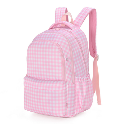 Pink Gingham Campus School Backpack 2.0-Campus Backpack-Kinnder