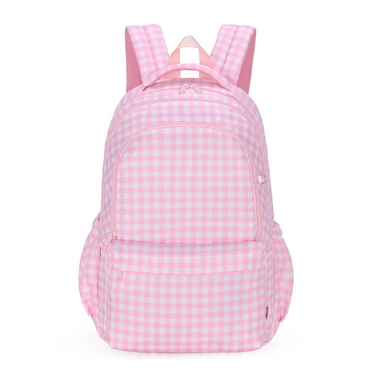 Pink Gingham Campus School Backpack 2.0-Campus Backpack-Kinnder