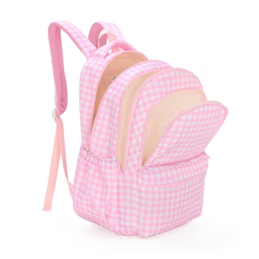 Pink Gingham Campus School Backpack-Campus Backpack-Kinnder