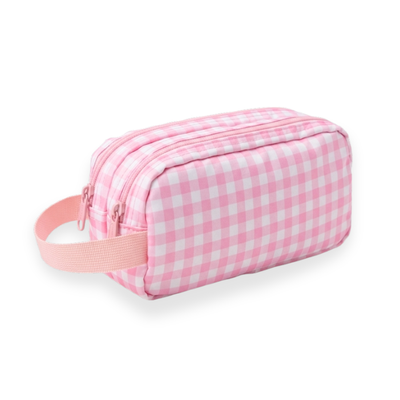 Pink Gingham Junior Pencil Case-Kinnder