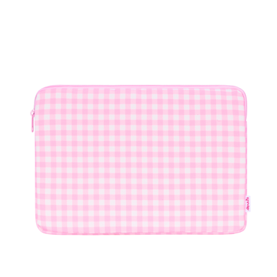 Pink Gingham Padded Laptop Sleeve-Kinnder