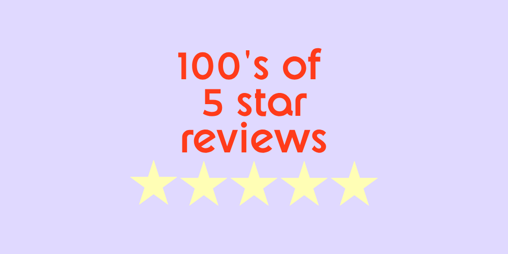 100's of 5 star reviews text